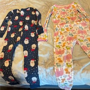 Kids' Santa and Animal Print Pajama Set 4T